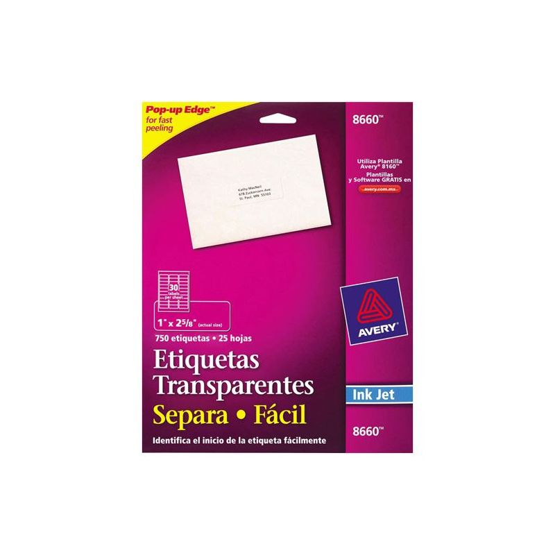 Etiquetas Separa Facil Transparentes Avery 2 5x10 2 Cm