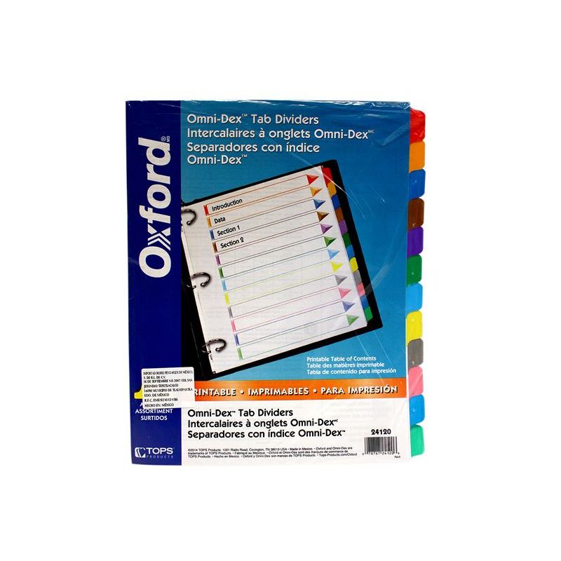 SEPARADOR OXFORD CARTA 12 DIVISIONES DE PAPEL CEJAS COLORES SEPARADOR OXFORD CARTA 12 DIVISIONES DE PAPEL CEJAS COLORES